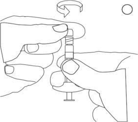 Mano che avvita un dispositivo cilindrico striato a un altro componente simile con una base circolare