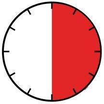 Cerchio diviso in due metà uguali una bianca e una rossa con indicatori neri lungo il perimetro