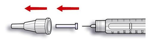Siringa con ago separato e protettore dell