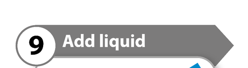 Freccia grigia con sfondo bianco e numero 9 in cerchio nero a sinistra indicante l