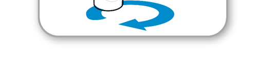 Freccia blu curva che indica un movimento ciclico in senso orario su sfondo bianco arrotondato