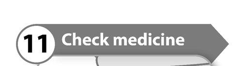 Freccia grigia con cerchio bianco contenente il numero 11 e testo