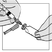 Mano che tiene una siringa preriempita con ago inserito in un dispositivo di sicurezza per l