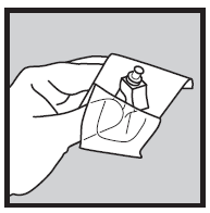 Mano che estrae una cartuccia sigillata dalla confezione aperta, contenente un farmaco liquido