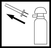 Bombola di gas medicale con valvola e siringa collegata da un tubo con freccia direzionale