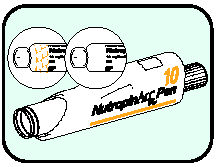 Tubo di Neupogen 10 unit&agrave; con ingrandimenti che mostrano il meccanismo di riempimento e la siringa pre-riempita