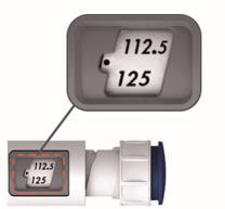 Display digitale di un dispositivo medico con indicazione dei valori 112.5 e 125 evidenziati da un riquadro rosso