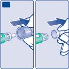 Connettore verde collegato a un cilindro trasparente con freccia che indica l