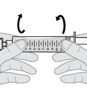 Mani che afferrano un dispositivo di misurazione bianco con scala graduata e frecce curve che indicano la rotazione