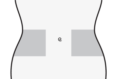 Tronco umano stilizzato con due aree grigie rettangolari simmetriche evidenziate nella parte inferiore addominale