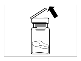 Fiala di vetro con polvere bianca all