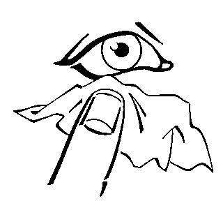 Occhio stilizzato con una mano che applica una goccia di liquido, rappresentazione di collirio o somministrazione oculare