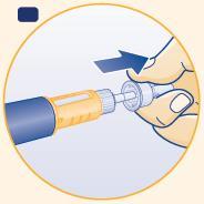 Penna iniettabile con ago protettivo, mano che applica il cappuccio protettivo dopo l