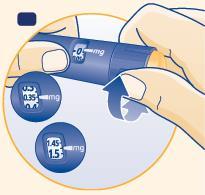 Penna iniettabile blu con dosaggio regolabile 0,05mg e due cartucce intercambiabili da 0,35mg e 1,5mg