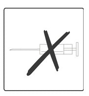 Siringa barrata da una grande croce nera su sfondo bianco indicazione di divieto d