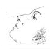 Profilo del viso umano stilizzato con contorno netto e dettagli minimali del naso e della bocca