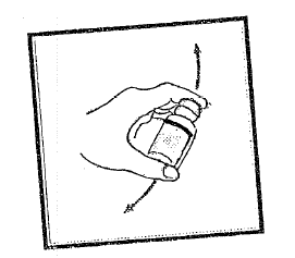 Mano che tiene una fiala di vetro con un ago inserito e una freccia che indica la direzione di iniezione