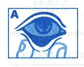 Occhio stilizzato blu con palpebre e pupilla ben definite all