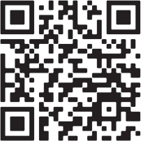 Codice QR bianco e nero con tre quadrati pi&ugrave; piccoli agli angoli e uno al centro per la scansione