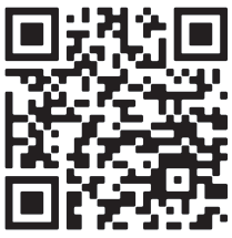 Codice QR in bianco e nero con tre quadrati pi&ugrave; piccoli agli angoli e uno al centro del disegno