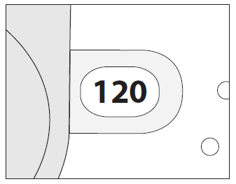 Schema che mostra una cartuccia con il numero 120 al centro e due cerchi parziali ai lati