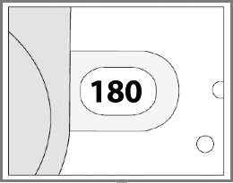 Siringa con ago parzialmente inserito nel tessuto sottocutaneo, angolo di iniezione indicato con il numero 180 gradi