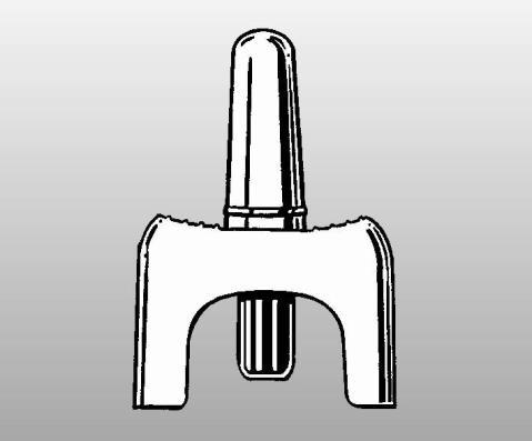 Dispositivo di erogazione farmaceutica bianco con stantuffo centrale e base a forma di U per la pressione