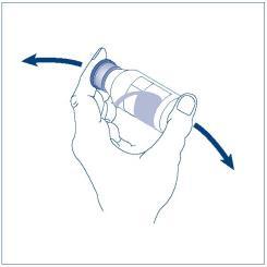 Mano che ruota un cilindro blu con due frecce curve azzurre che indicano il movimento rotatorio