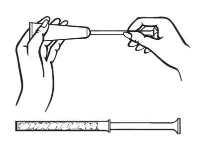 Mano che tiene una siringa pre-riempita e un