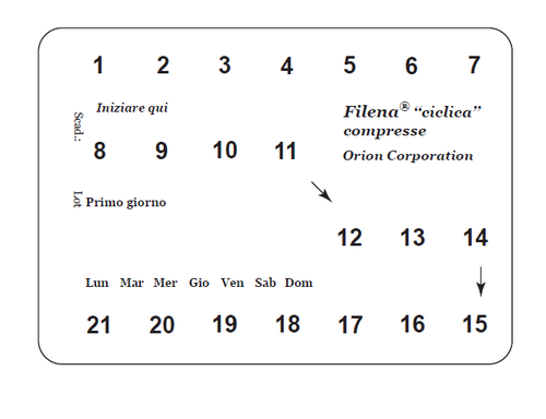 Calendario settimanale con indicazioni per l