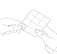 Mano che applica un cerotto adesivo su una ferita, evidenziato da linee che delineano l