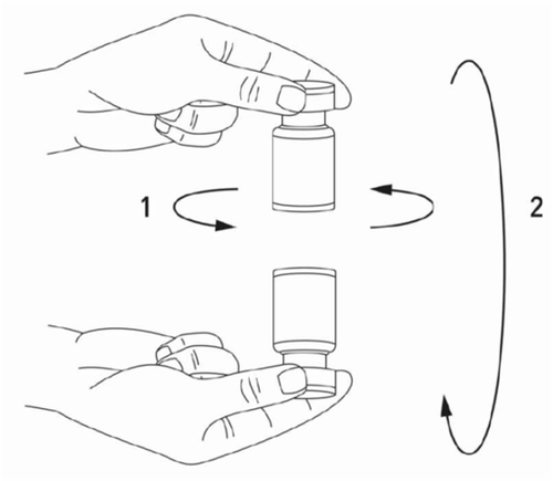 Mano che ruota un tappo da un flacone medicinale e un flacone aperto con un tappo separato frecce indicano il movimento