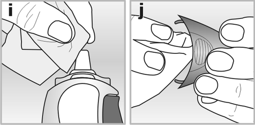 Mano che afferra il dispositivo pre-riempito e l