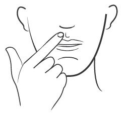 Mano che pizzica la pelle con due dita per formare una piega, indicando il punto di iniezione sottocutanea