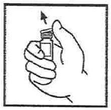 Mano che afferra e ruota un flaconcino di vetro con tappo blu per preparare l