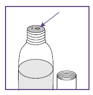 Fiala di vetro trasparente con liquido all
