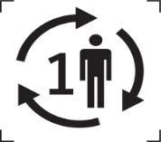 Simbolo stilizzato di una figura umana con il numero uno e frecce circolari nere che indicano un processo continuo
