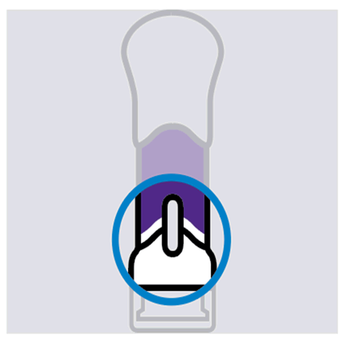 Penna iniettabile con un ingrandimento circolare che mostra l