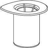 Dispositivo cilindrico con bordo superiore largo e foro centrale a croce per l