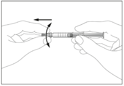 Siringa tenuta tra due mani con ago rivolto verso l