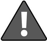 Segnale di avvertimento triangolare grigio con bordo nero e punto esclamativo bianco centrale