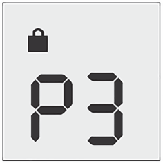 Simbolo di filtro P3 con lucchetto sopra indicante protezione da aerosol e particolato tossico