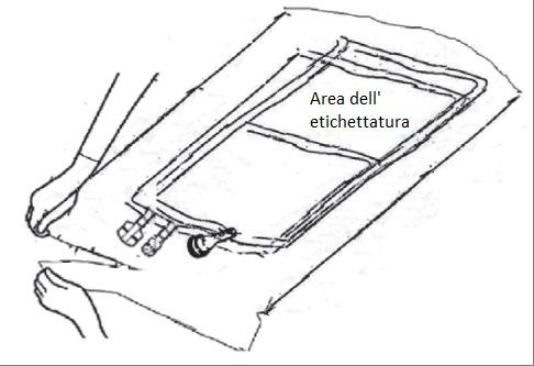 Busta di plastica trasparente aperta con spazio rettangolare per l