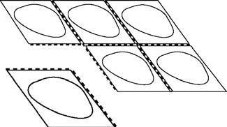 Schema di cerotti adesivi rettangolari con forma ovale centrale disposti in diagonale e con bordi dentellati