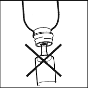 Fiala di vetro con un tappo e una croce rossa sovrapposta indica divieto di utilizzo