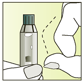 Penna iniettabile con ago parzialmente inserito nella pelle tenuta dalle dita di una mano