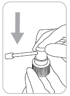 Mano che tiene un adattatore bianco a vite collegato a una cartuccia e un ago inserito parzialmente