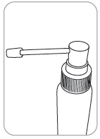 Dispositivo spray nasale con applicatore bianco e cilindrico e contenitore sottostante con superficie zigrinata