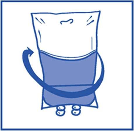 Sacca per infusione intravenosa blu con rubinetto e supporto a ruote inferiore