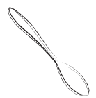 Ago sottile e curvo con punta affilata disegnato su sfondo bianco